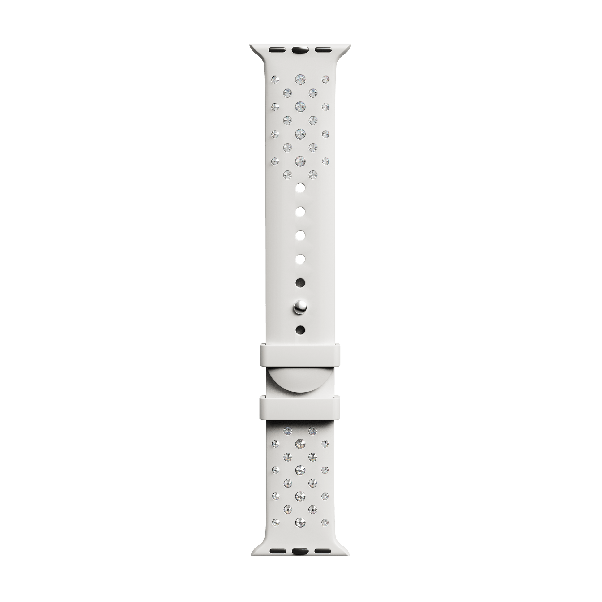 Watch strap, Silicone with stitching, Gray, Stainless steel