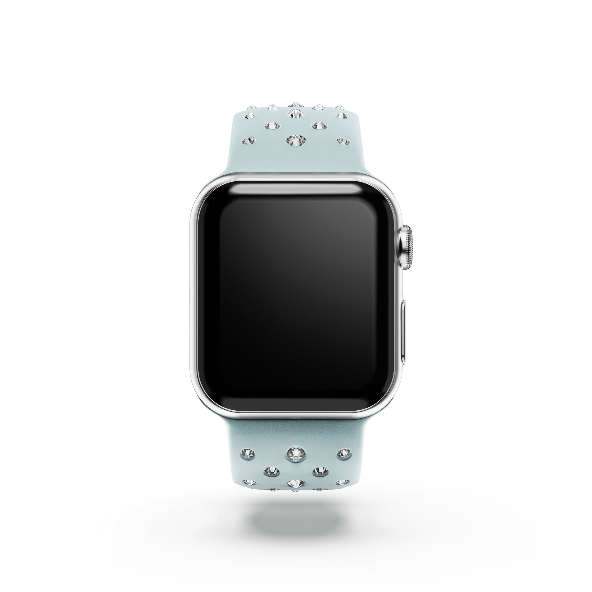 Watch strap, Silicone with stitching, Green, Stainless steel