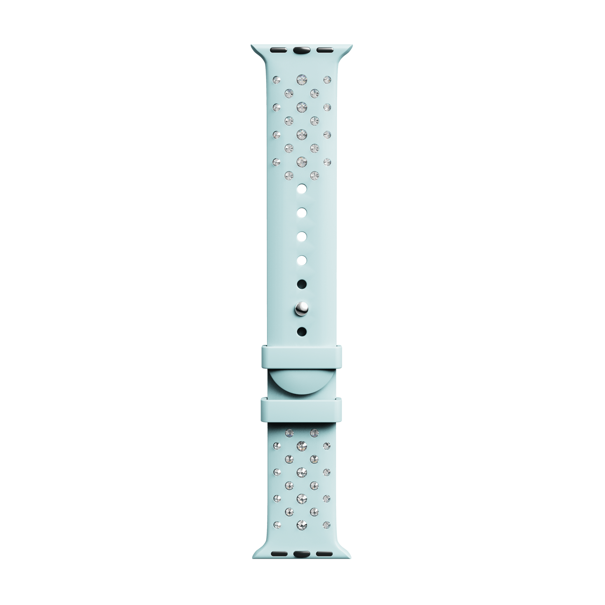 Watch strap, Silicone with stitching, Green, Stainless steel