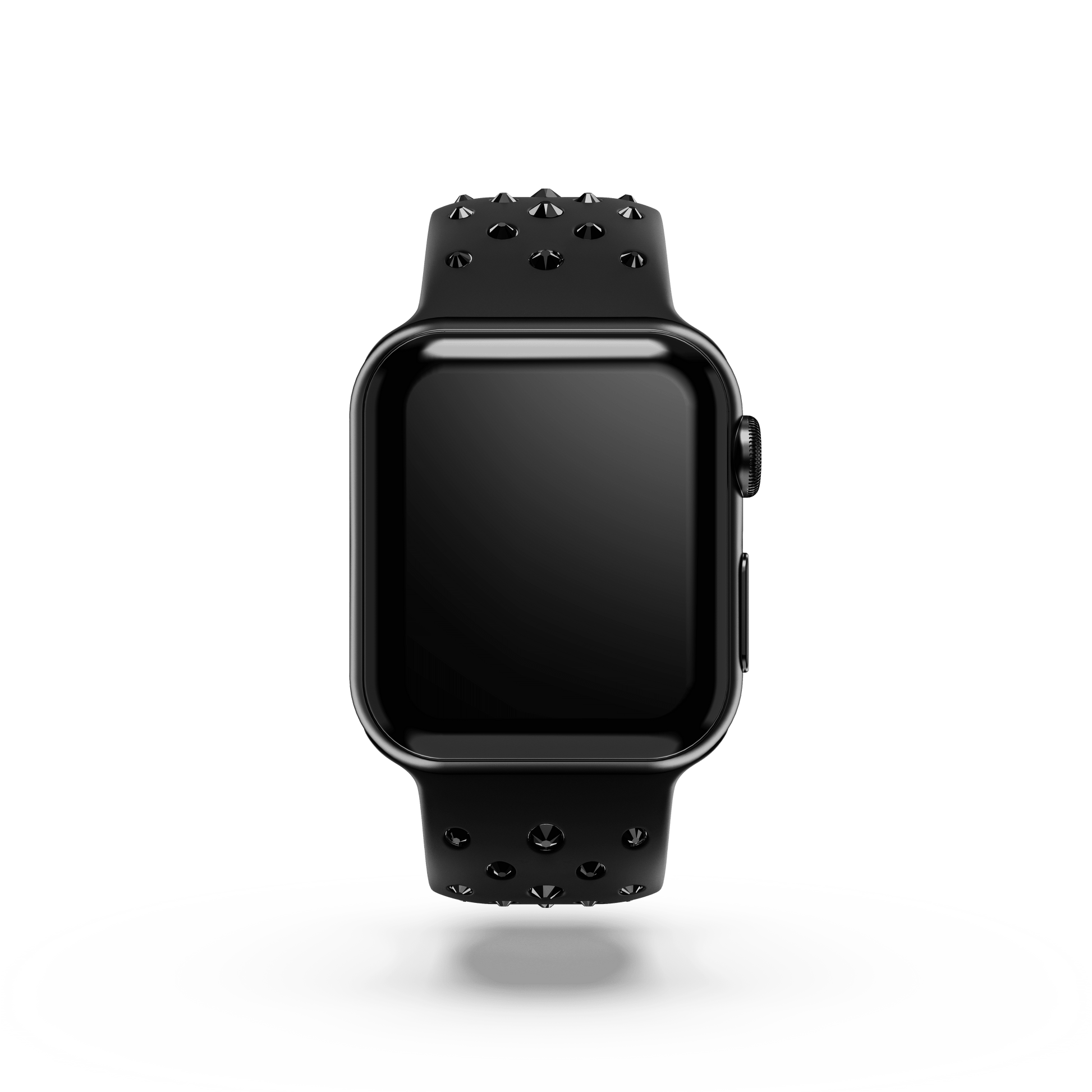 Watch strap, Silicone with stitching, Black, Stainless steel