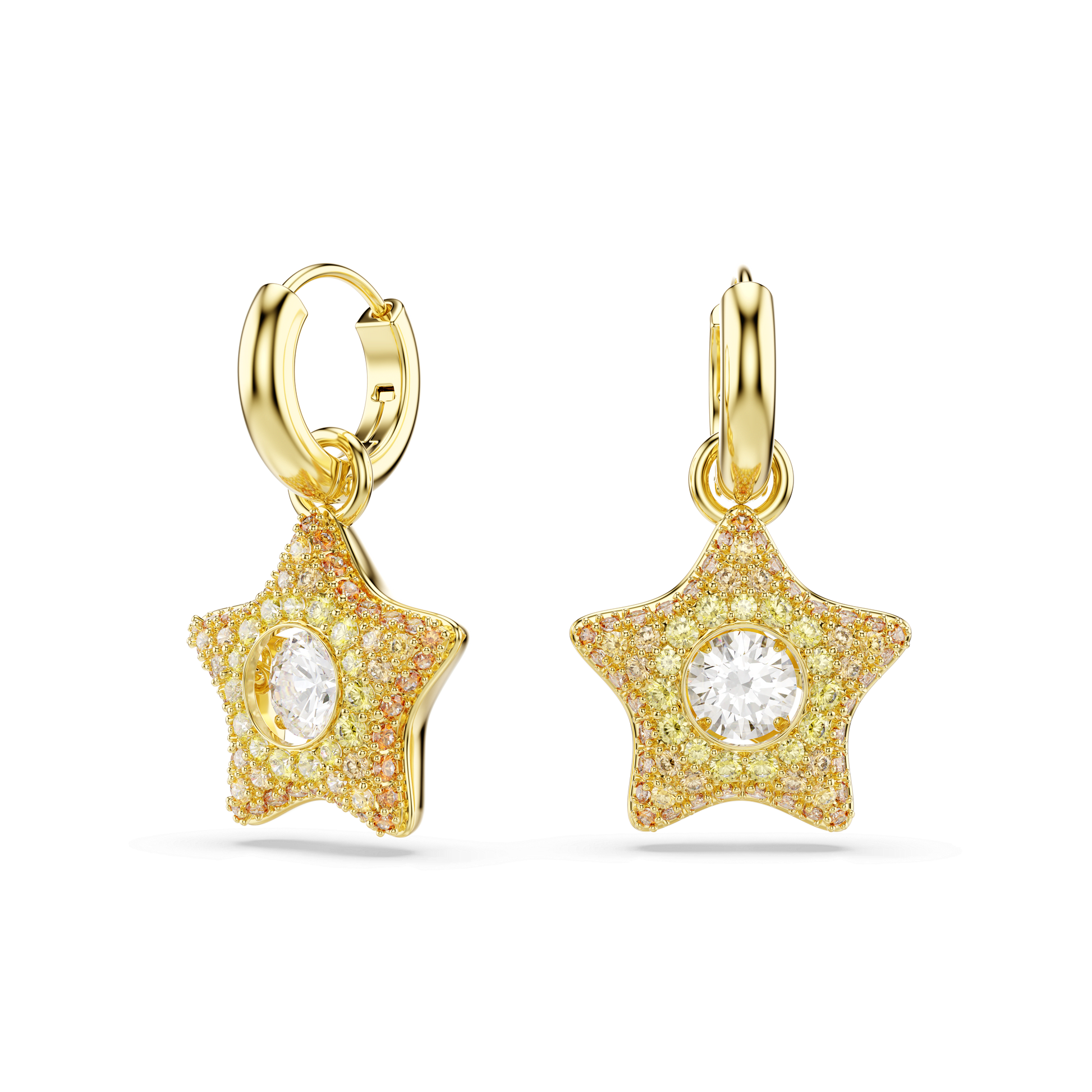 Sublima drop earrings, Round cut, Star, Multicolored, 18K gold finish