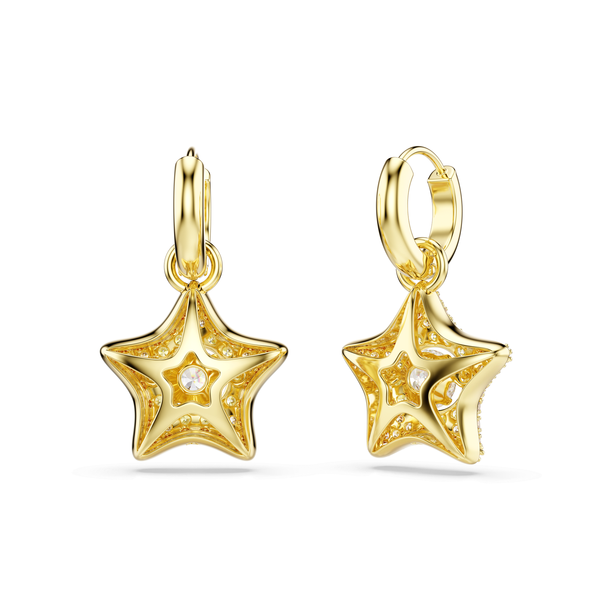 Sublima drop earrings, Round cut, Star, Multicolored, 18K gold finish