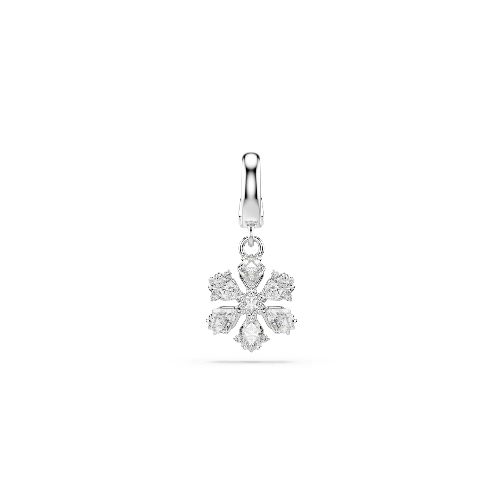 Idyllia charm, Mixed cuts, Snowflake, White, Rhodium plated