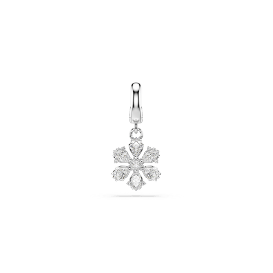 Idyllia charm, Mixed cuts, Snowflake, White, Rhodium plated