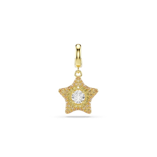 Sublima charm, Round cut, Star, Yellow, 18K gold finish