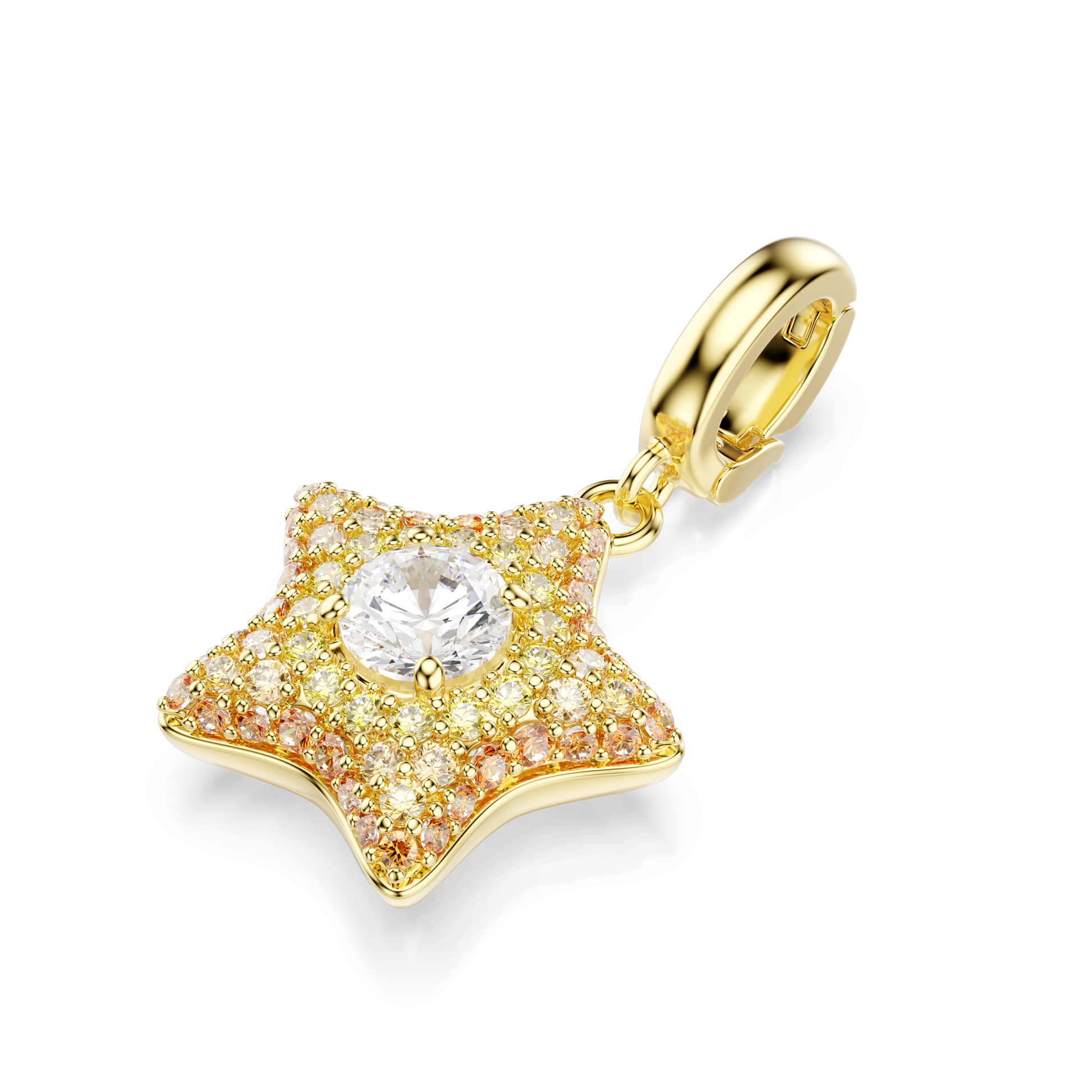 Sublima charm, Round cut, Star, Yellow, 18K gold finish