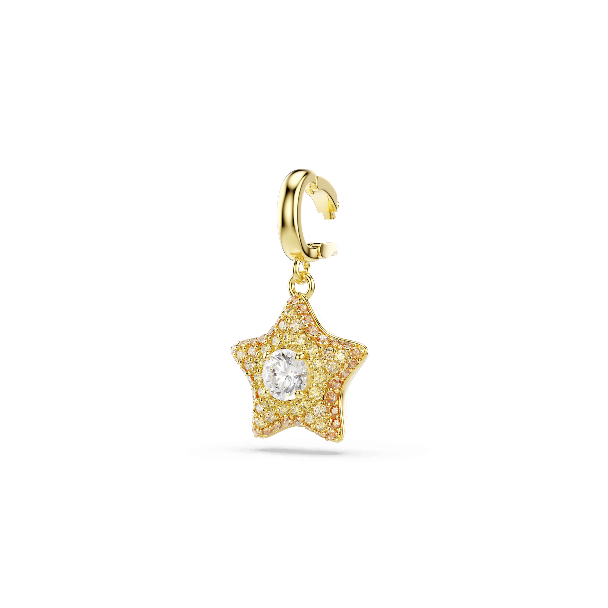 Sublima charm, Round cut, Star, Yellow, 18K gold finish