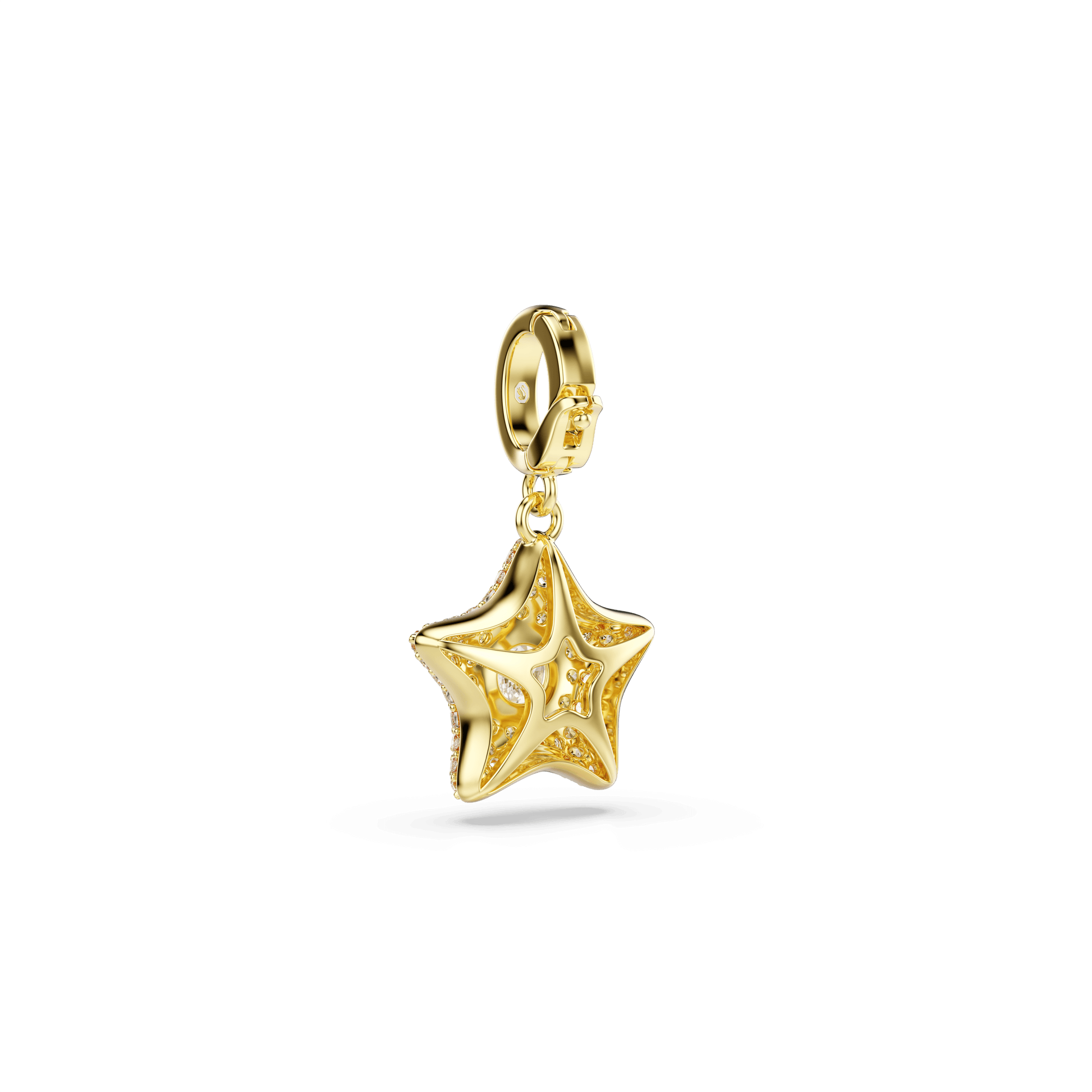 Sublima charm, Round cut, Star, Yellow, 18K gold finish