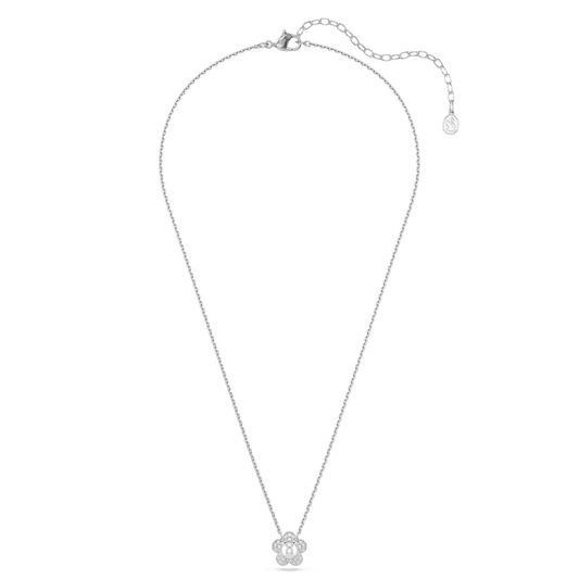 Ariana Grande x Swarovski pendant, Crystal Pearl, Round cut, Flower, White, Rhodium plated