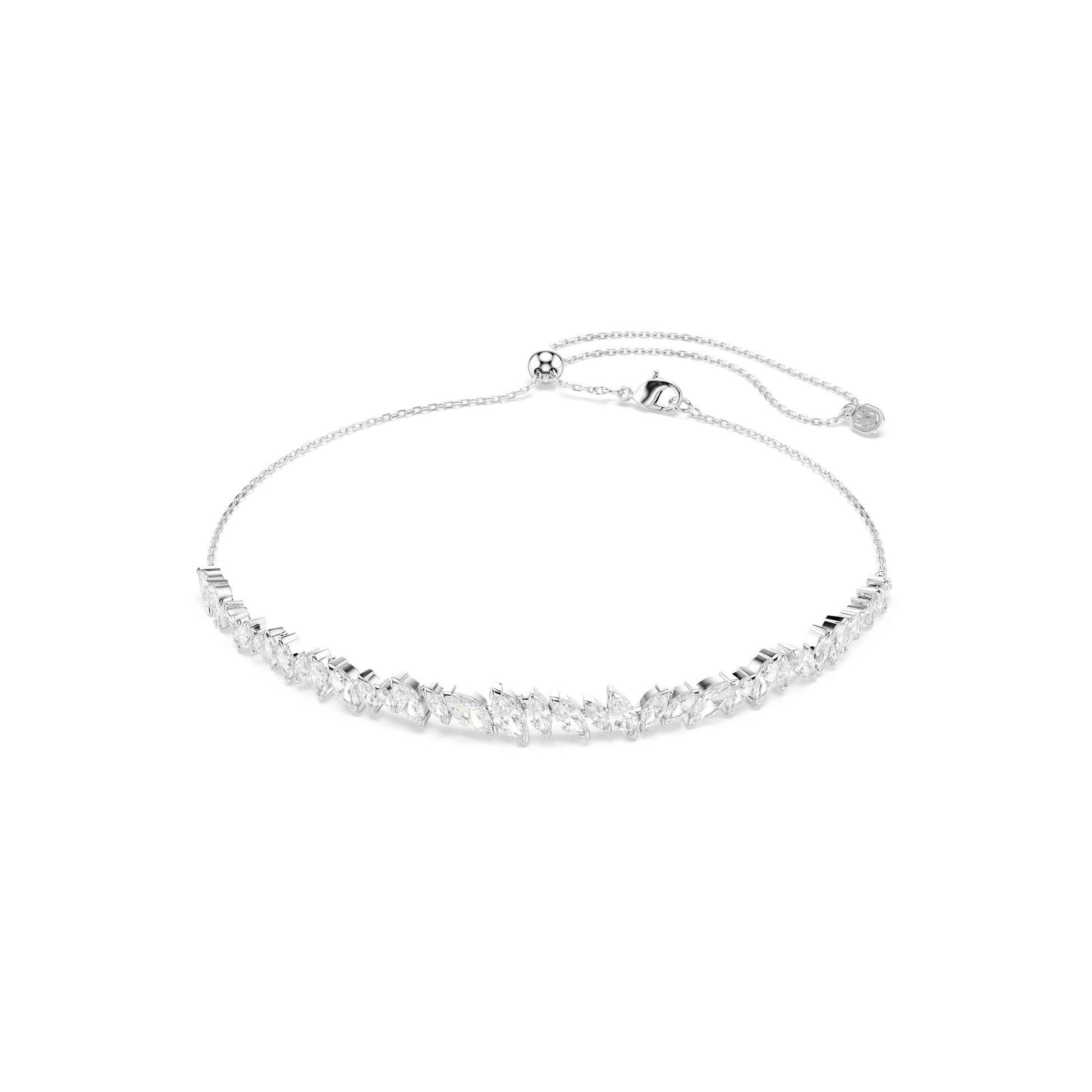 Mesmera choker, Marquise cut, White, Rhodium plated