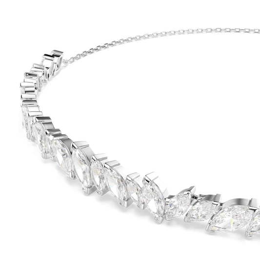 Mesmera choker, Marquise cut, White, Rhodium plated