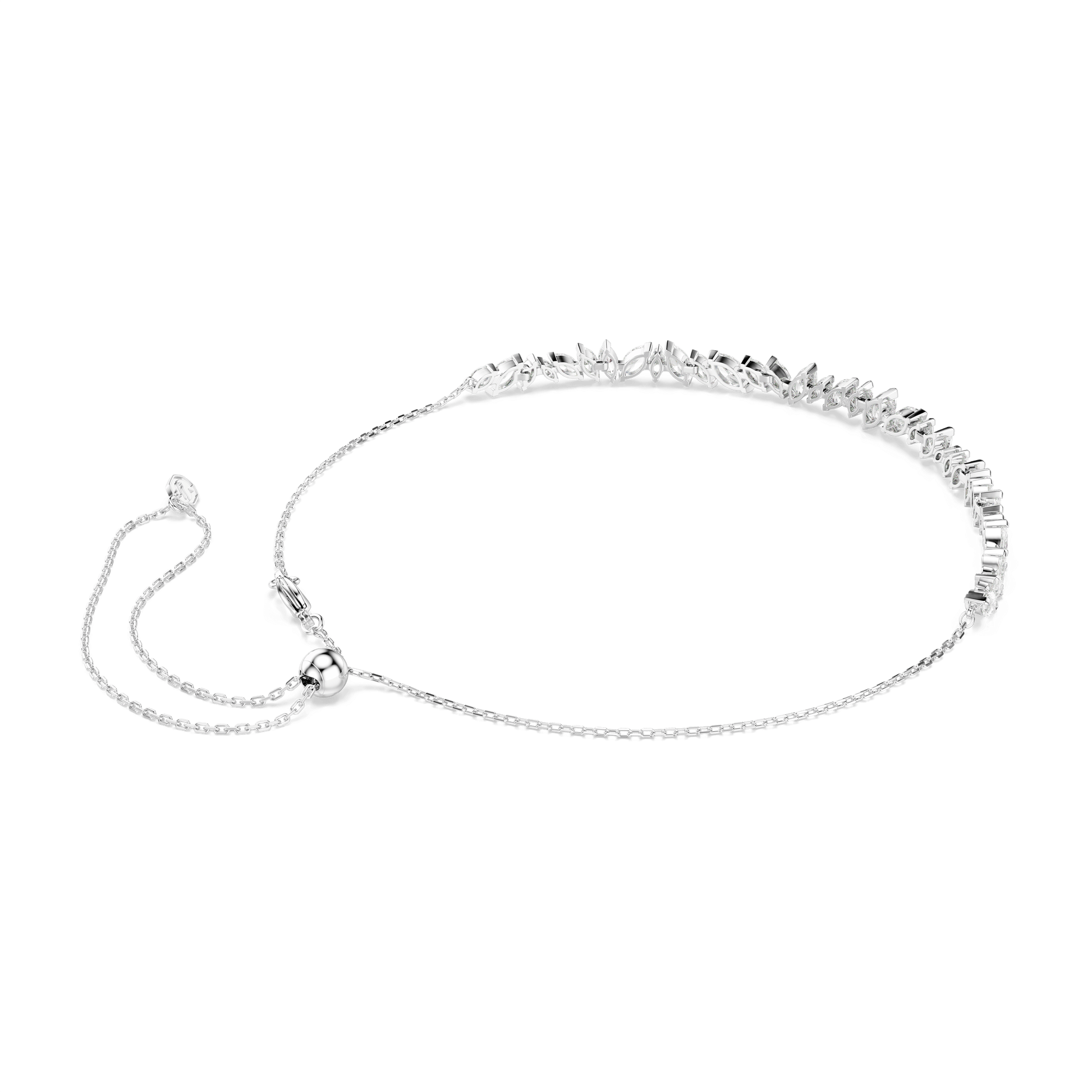 Mesmera choker, Marquise cut, White, Rhodium plated