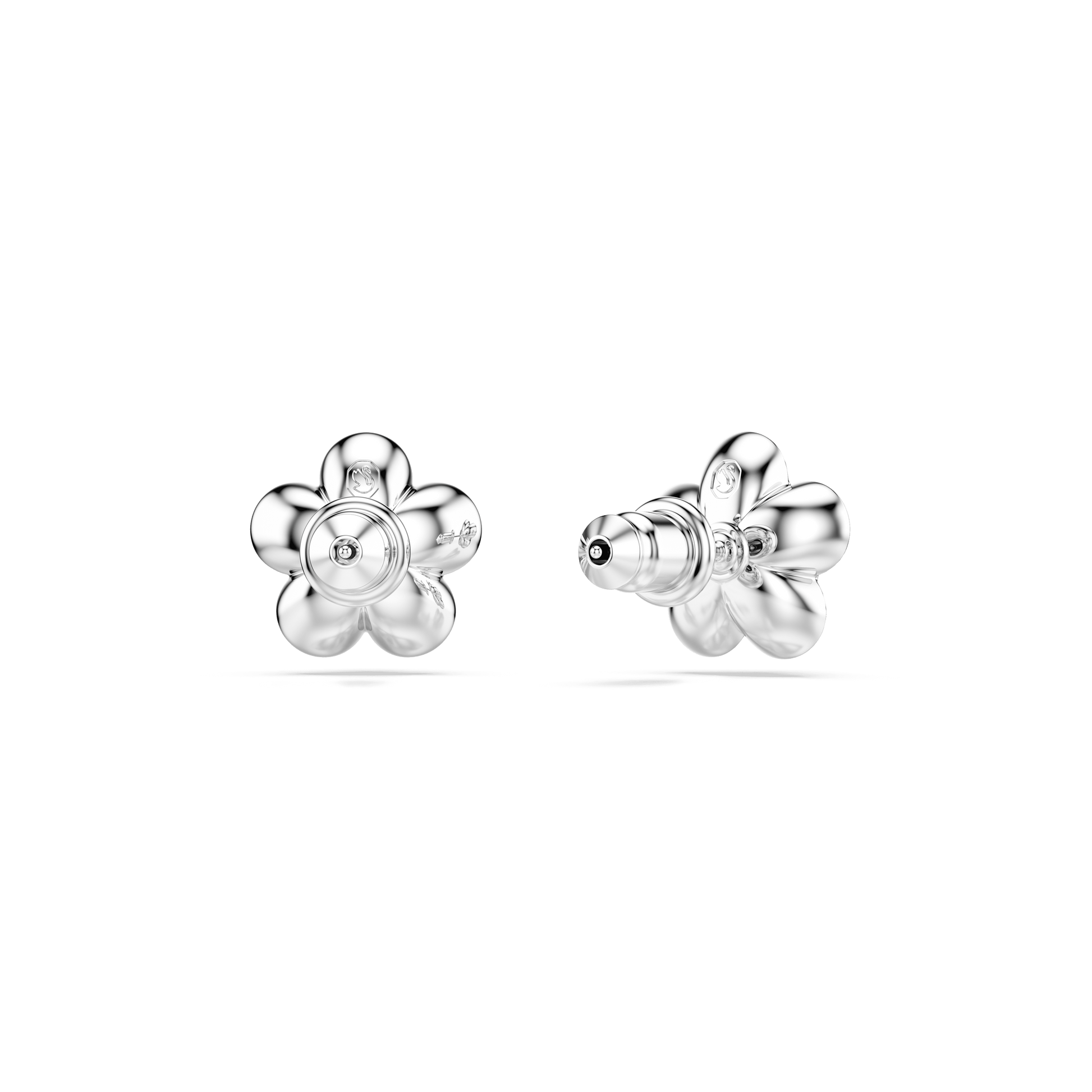 Ariana Grande x Swarovski stud earrings, Crystal Pearl, Round cut, Flower, White, Rhodium plated