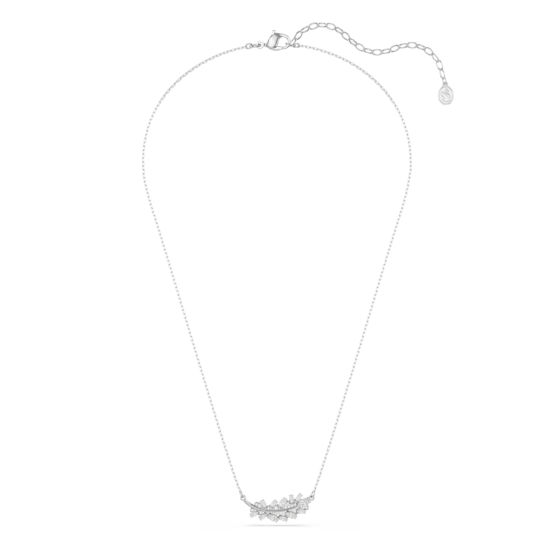 Vienna pendant, Mixed cuts, Feather, White, Rhodium plated