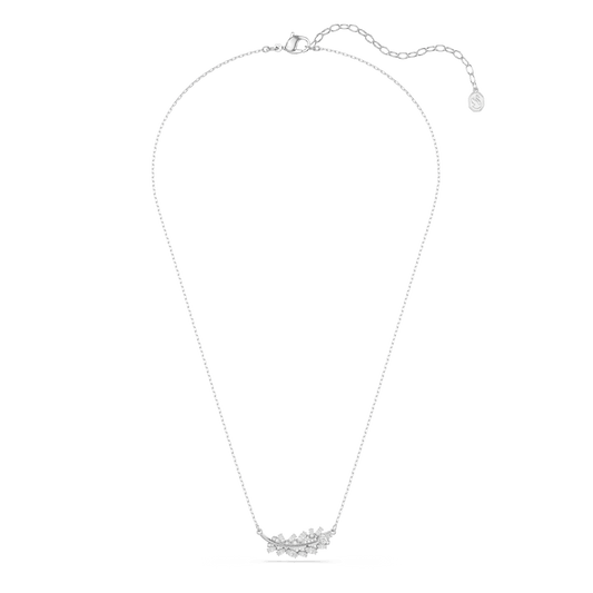 Vienna pendant, Mixed cuts, Feather, White, Rhodium plated