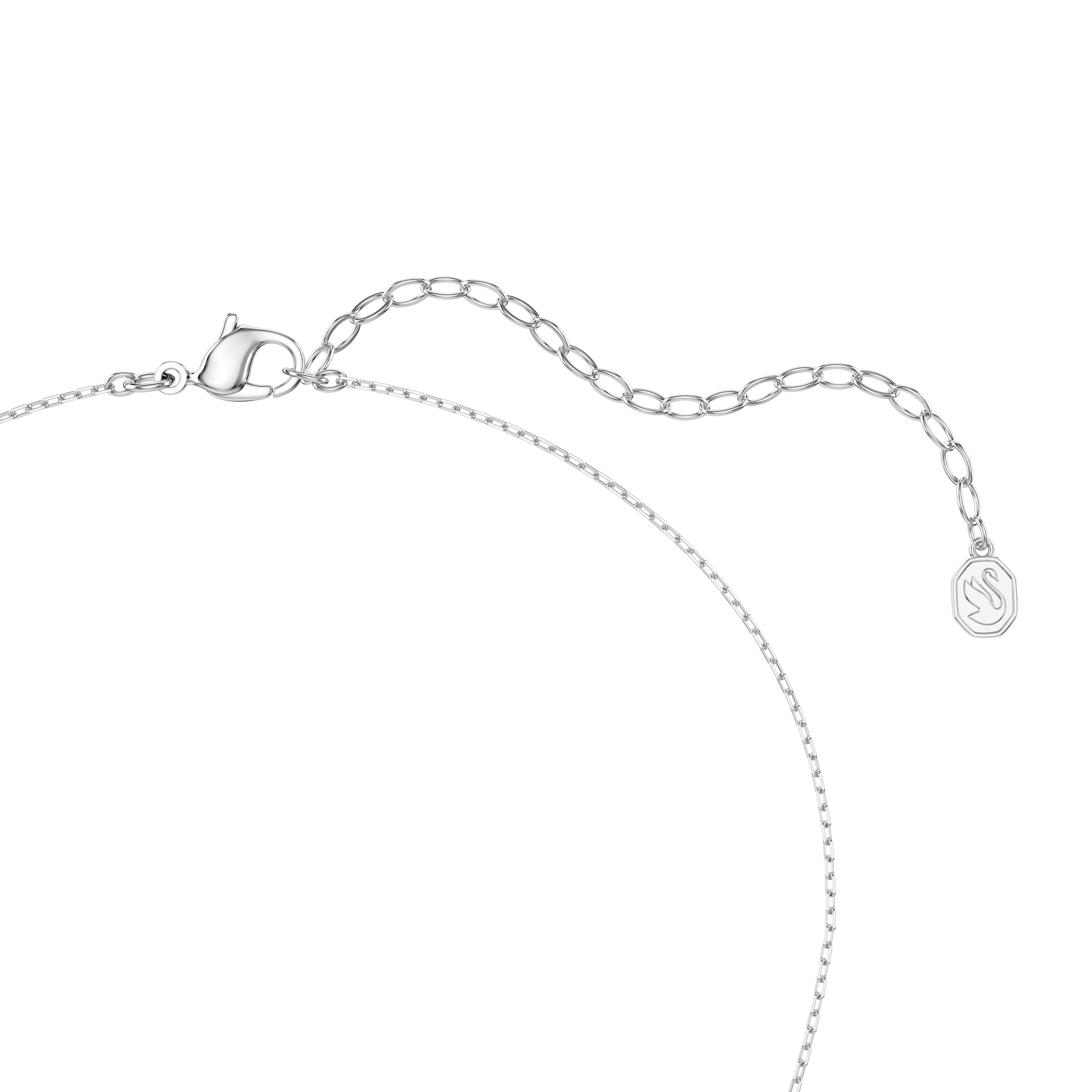 Vienna pendant, Mixed cuts, Feather, White, Rhodium plated