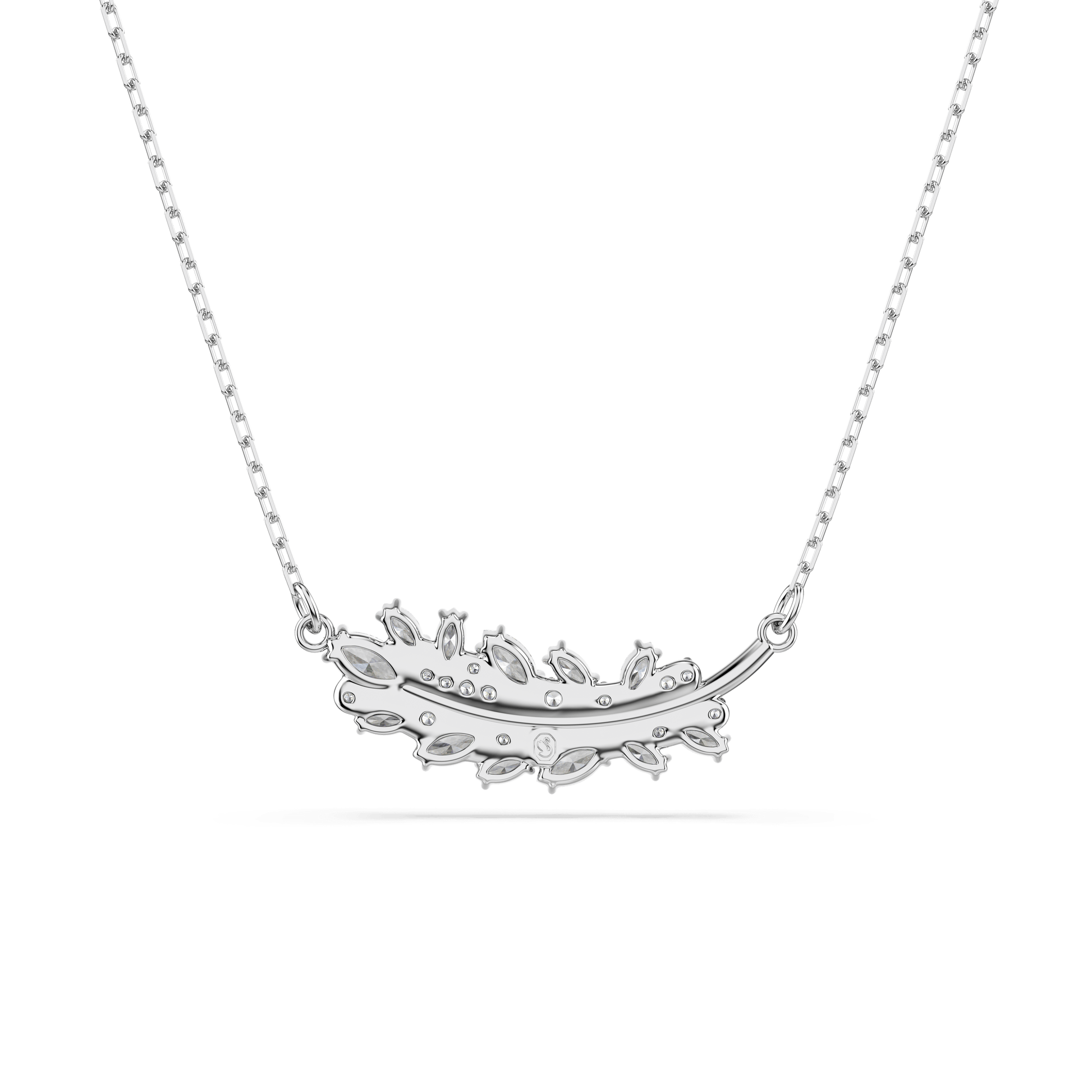 Vienna pendant, Mixed cuts, Feather, White, Rhodium plated