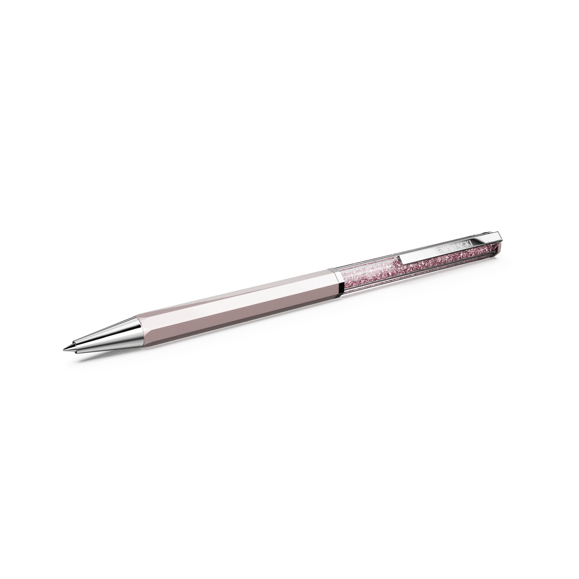 Crystalline ballpoint pen, Pink lacquered, Chrome plated