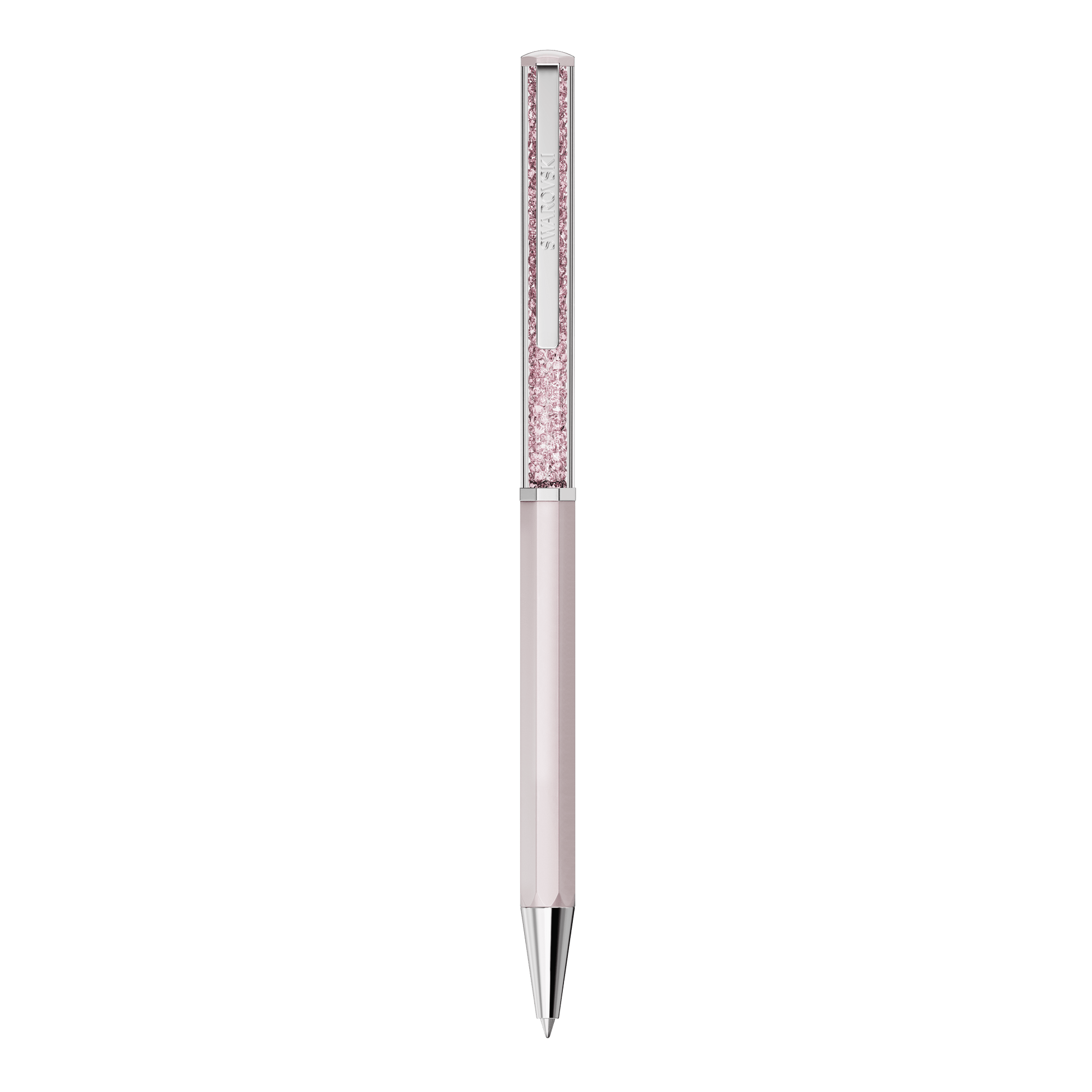 Crystalline ballpoint pen, Pink lacquered, Chrome plated