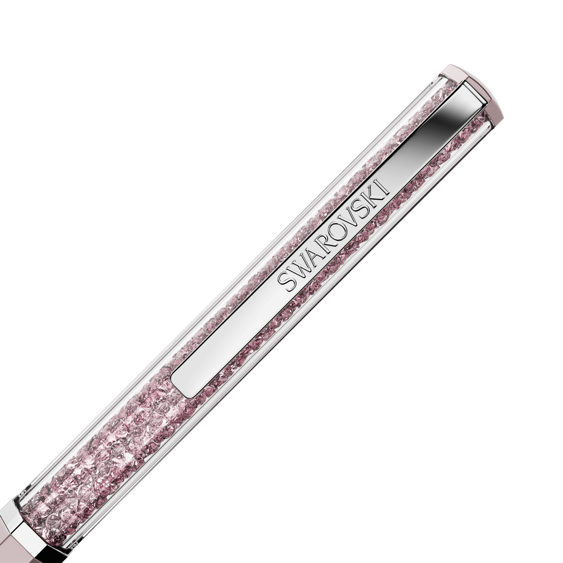 Crystalline ballpoint pen, Pink lacquered, Chrome plated