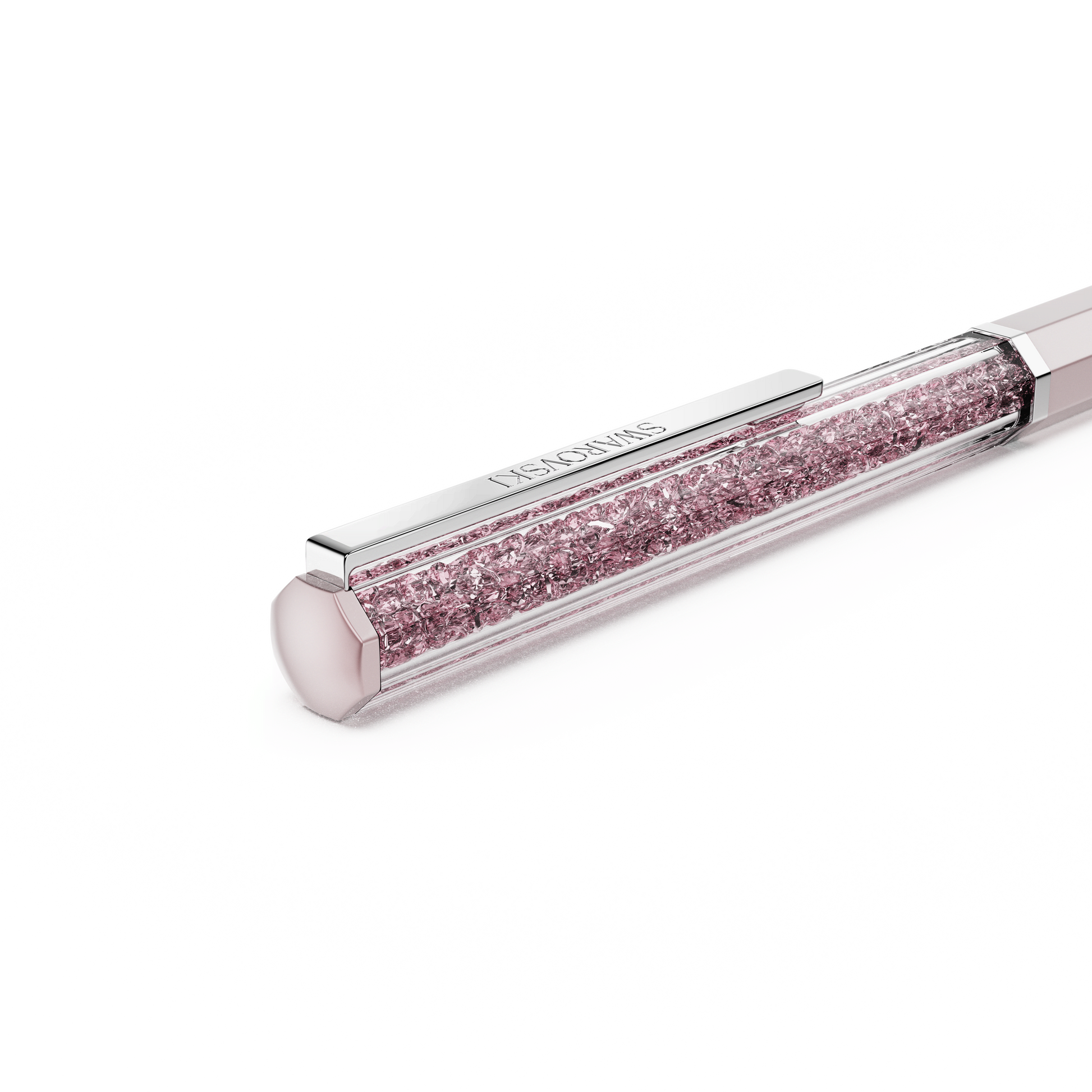 Crystalline ballpoint pen, Pink lacquered, Chrome plated