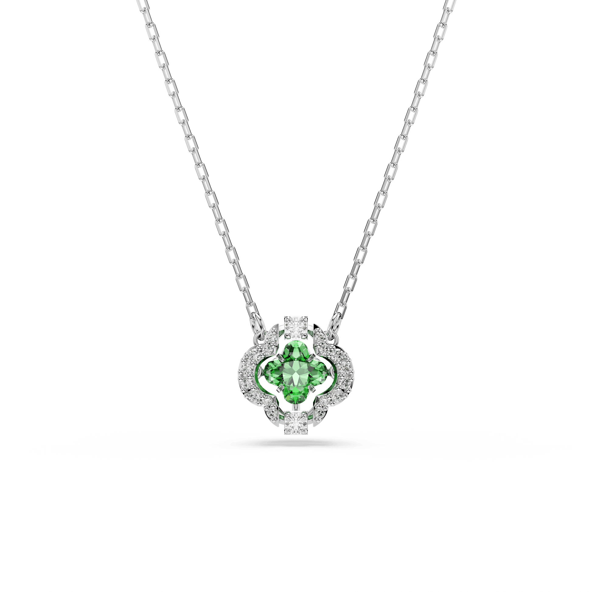 Una Angelic pendant, Mixed cuts, Green, Rhodium plated