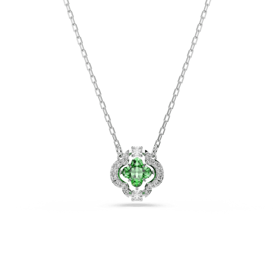 Una Angelic pendant, Mixed cuts, Green, Rhodium plated
