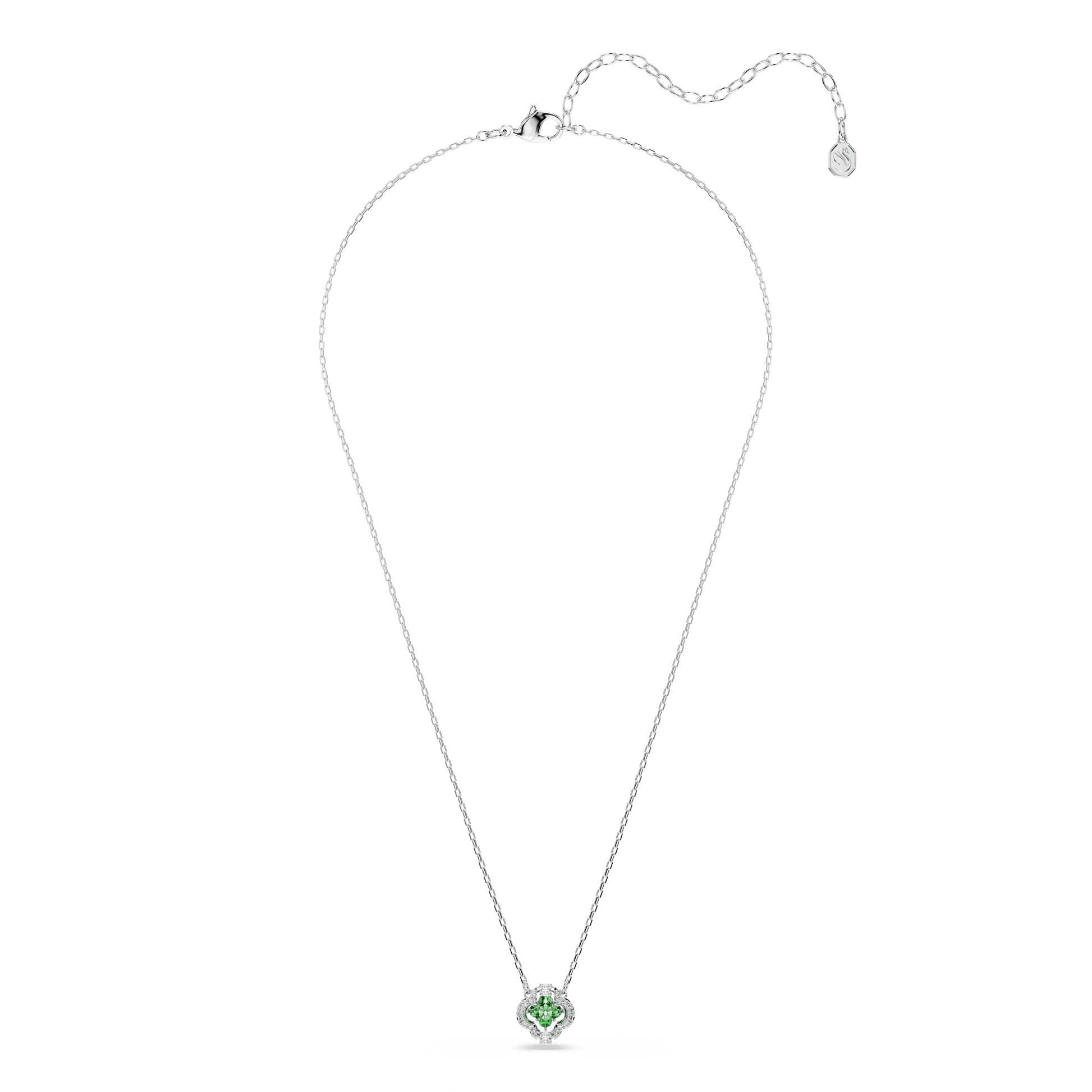 Una Angelic pendant, Mixed cuts, Green, Rhodium plated