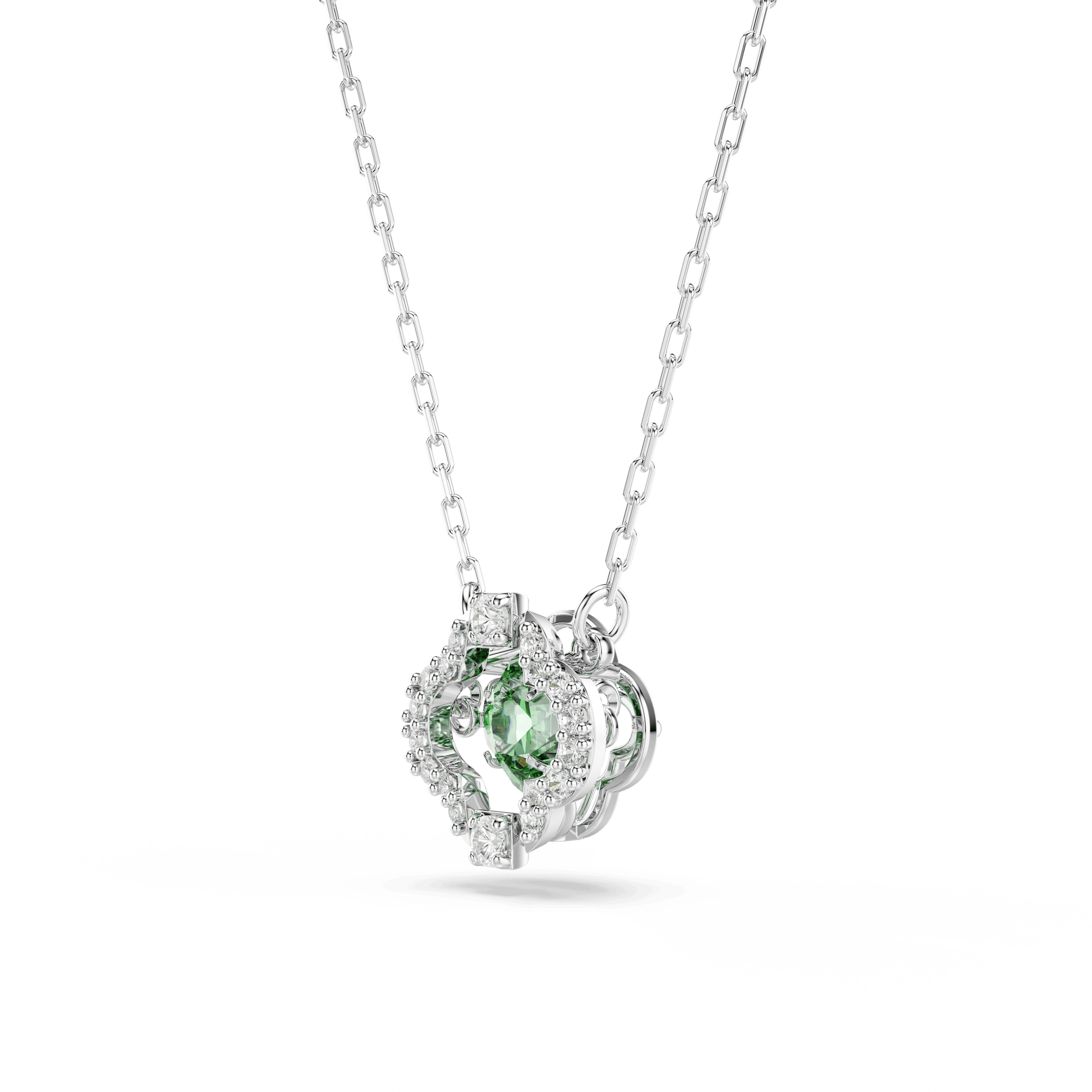 Una Angelic pendant, Mixed cuts, Green, Rhodium plated