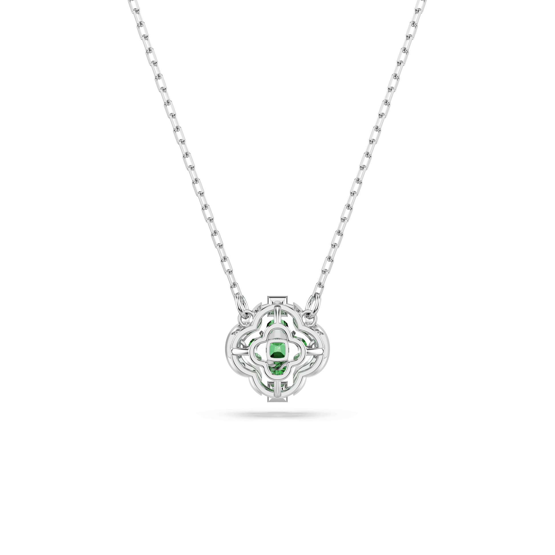 Una Angelic pendant, Mixed cuts, Green, Rhodium plated