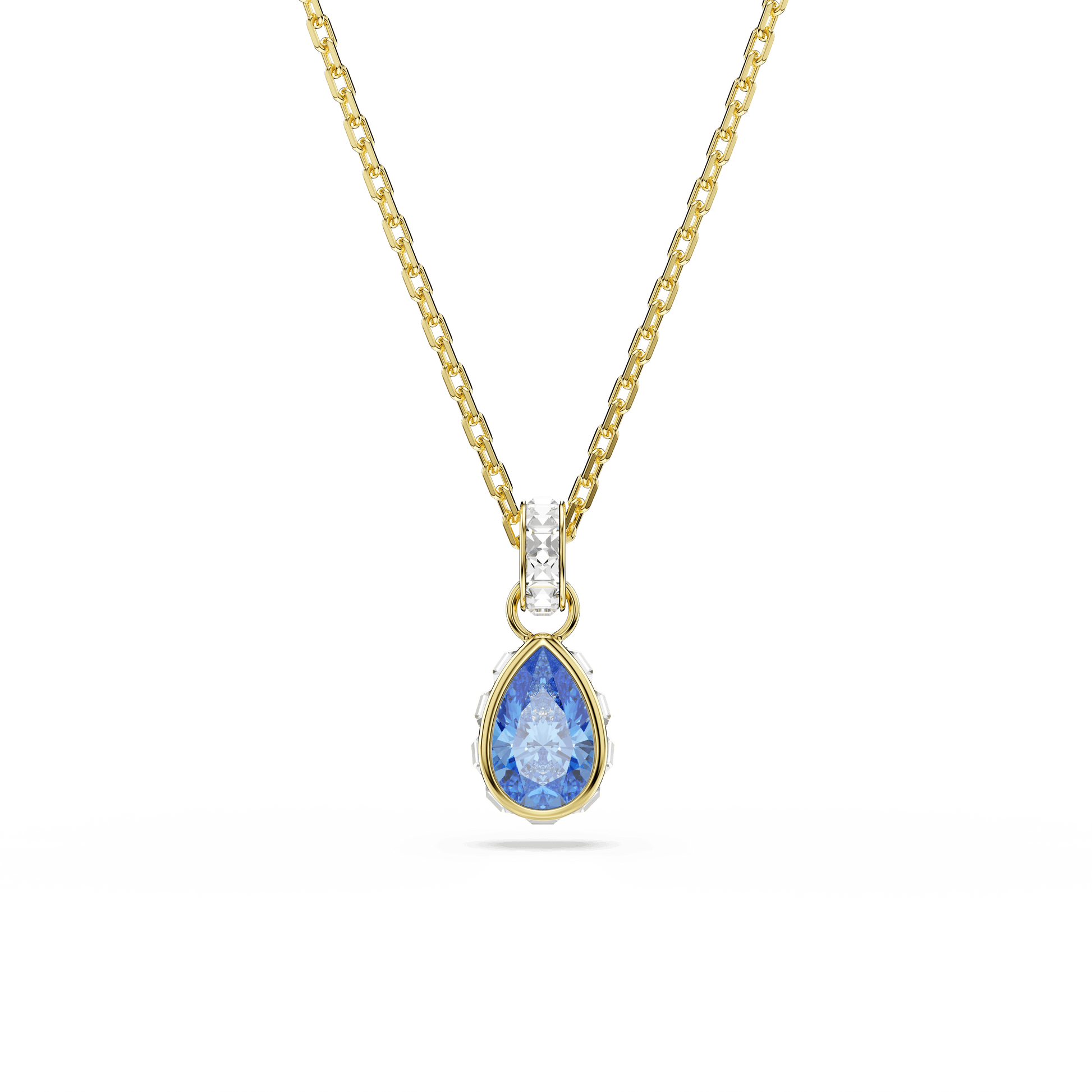 Chroma pendant, Pear cut, Blue, 18K gold finish