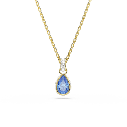 Chroma pendant, Pear cut, Blue, 18K gold finish