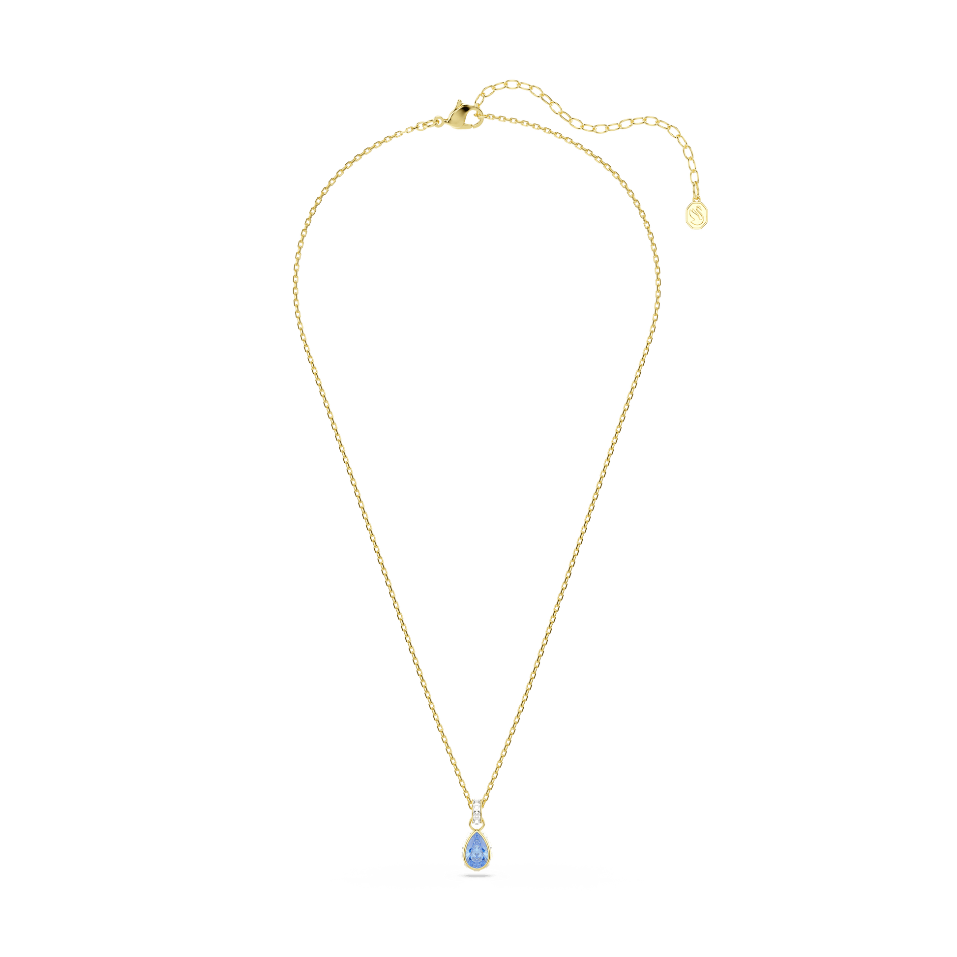 Chroma pendant, Pear cut, Blue, 18K gold finish