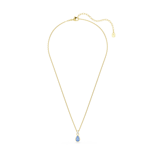 Chroma pendant, Pear cut, Blue, 18K gold finish