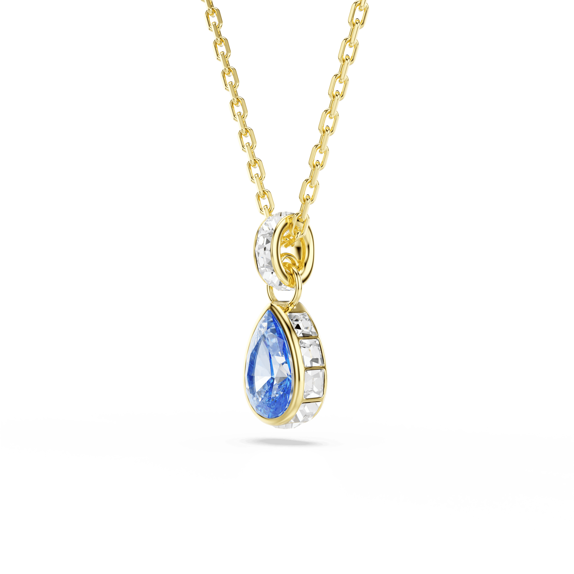 Chroma pendant, Pear cut, Blue, 18K gold finish