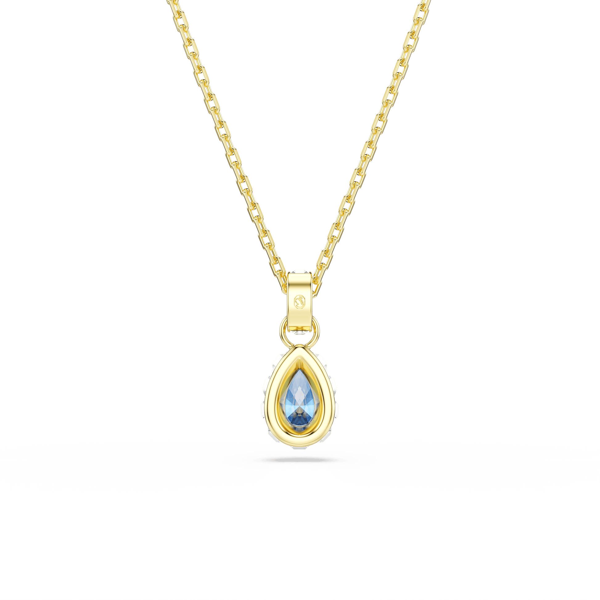 Chroma pendant, Pear cut, Blue, 18K gold finish