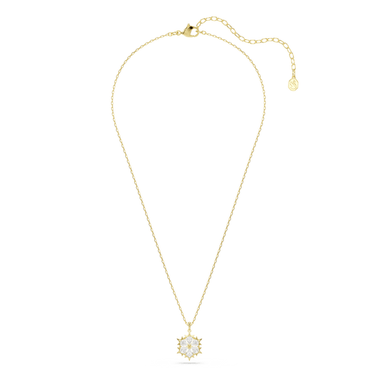 Magic pendant, Mixed cuts, Snowflake, White, 18K gold finish