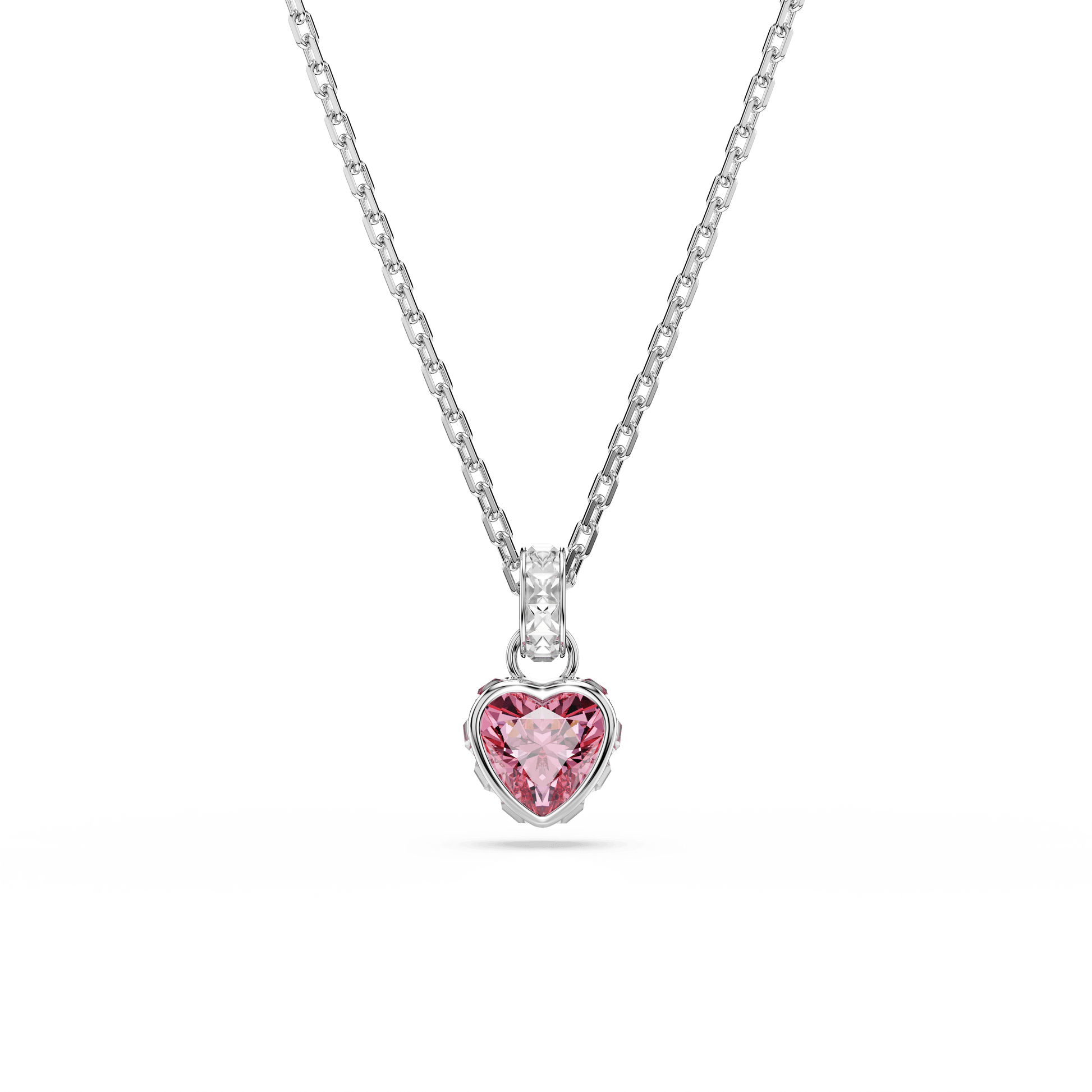 Chroma pendant, Mixed cuts, Pink, Rhodium plated