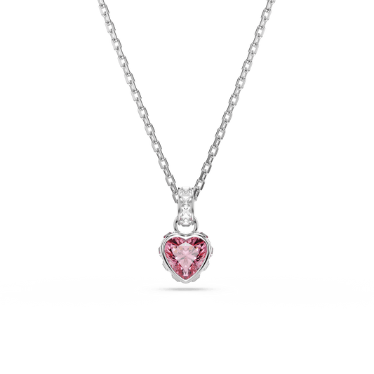Chroma pendant, Mixed cuts, Pink, Rhodium plated