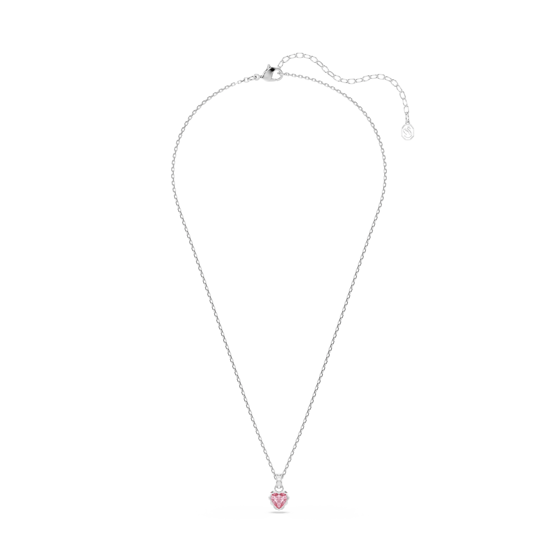 Chroma pendant, Mixed cuts, Pink, Rhodium plated
