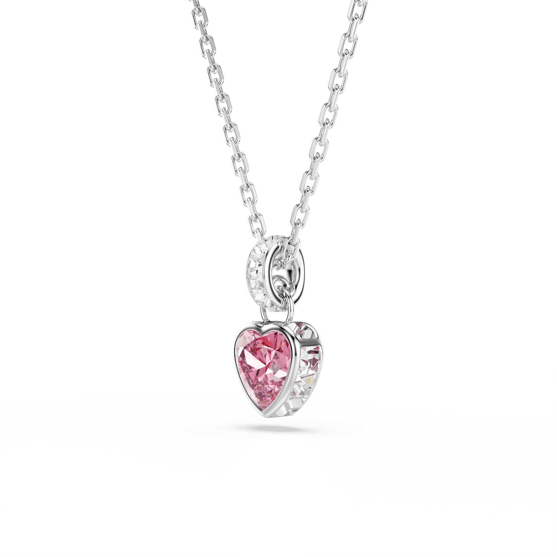 Chroma pendant, Mixed cuts, Pink, Rhodium plated