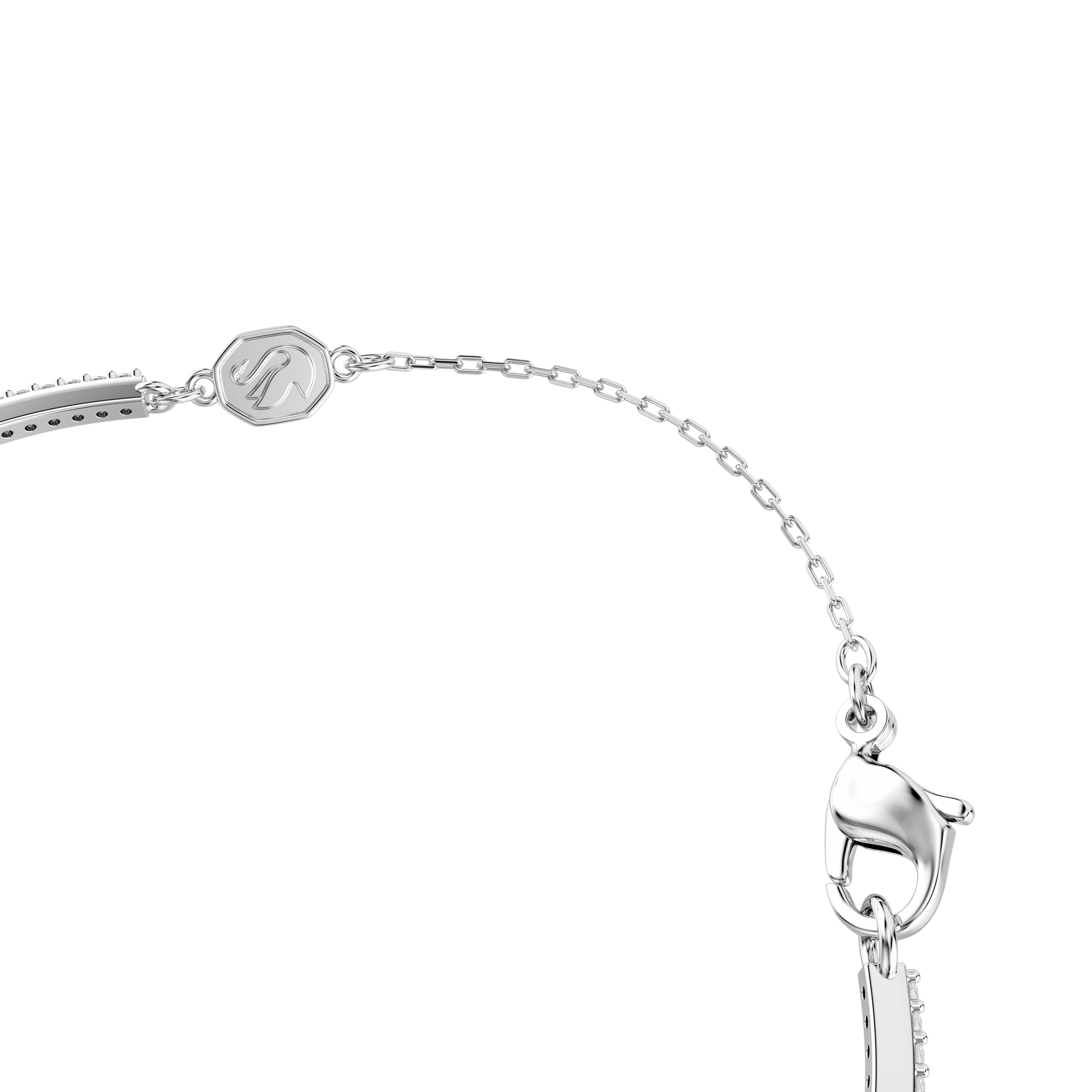 Una Angelic bangle, Mixed cuts, Green, Rhodium plated