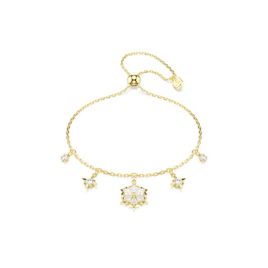 Magic bracelet, Mixed cuts, Snowflake, White, 18K gold finish