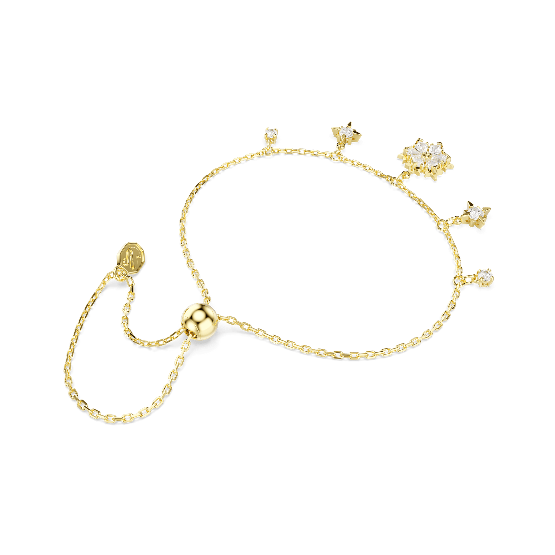 Magic bracelet, Mixed cuts, Snowflake, White, 18K gold finish