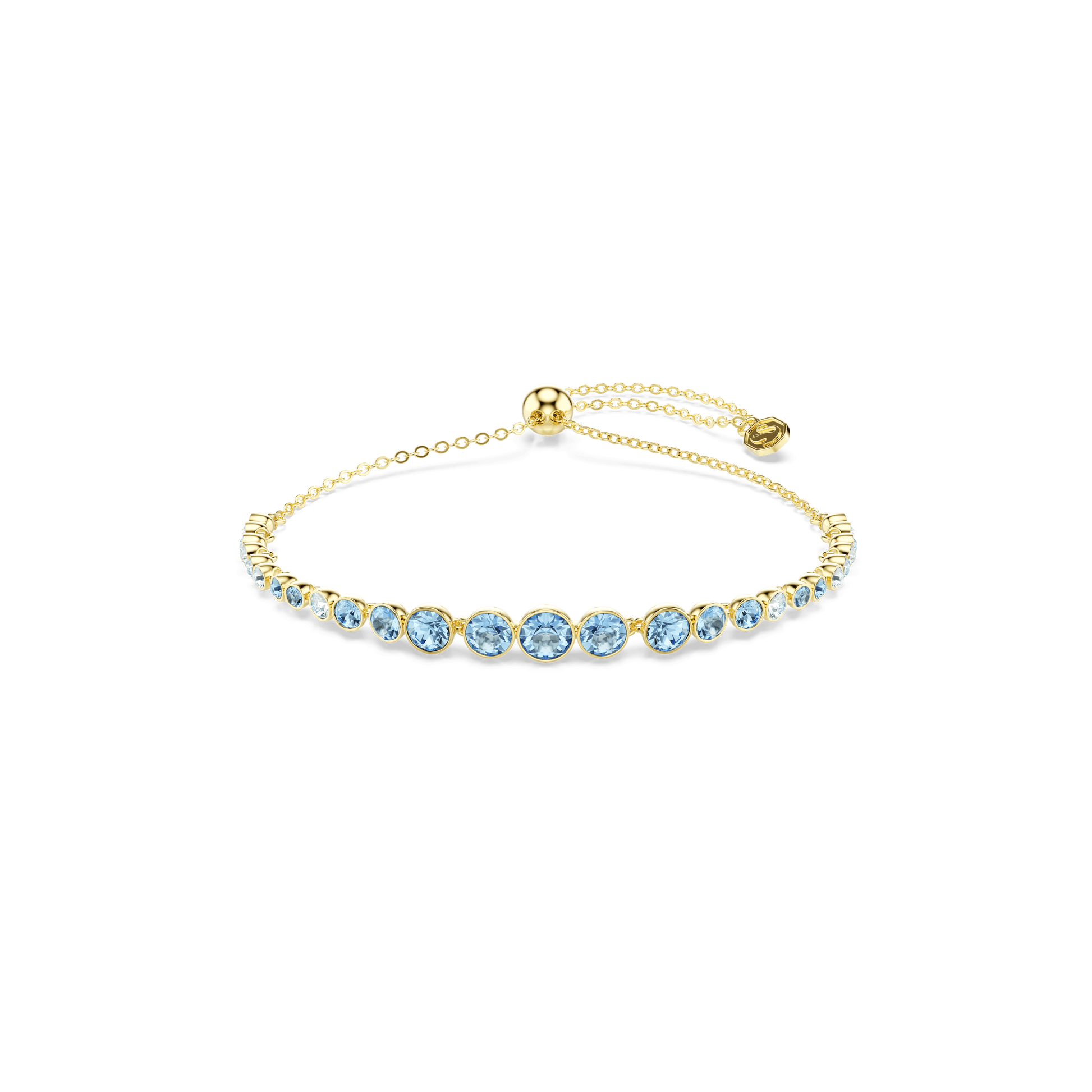 Imber bracelet, Round cut, Blue, 18K gold finish