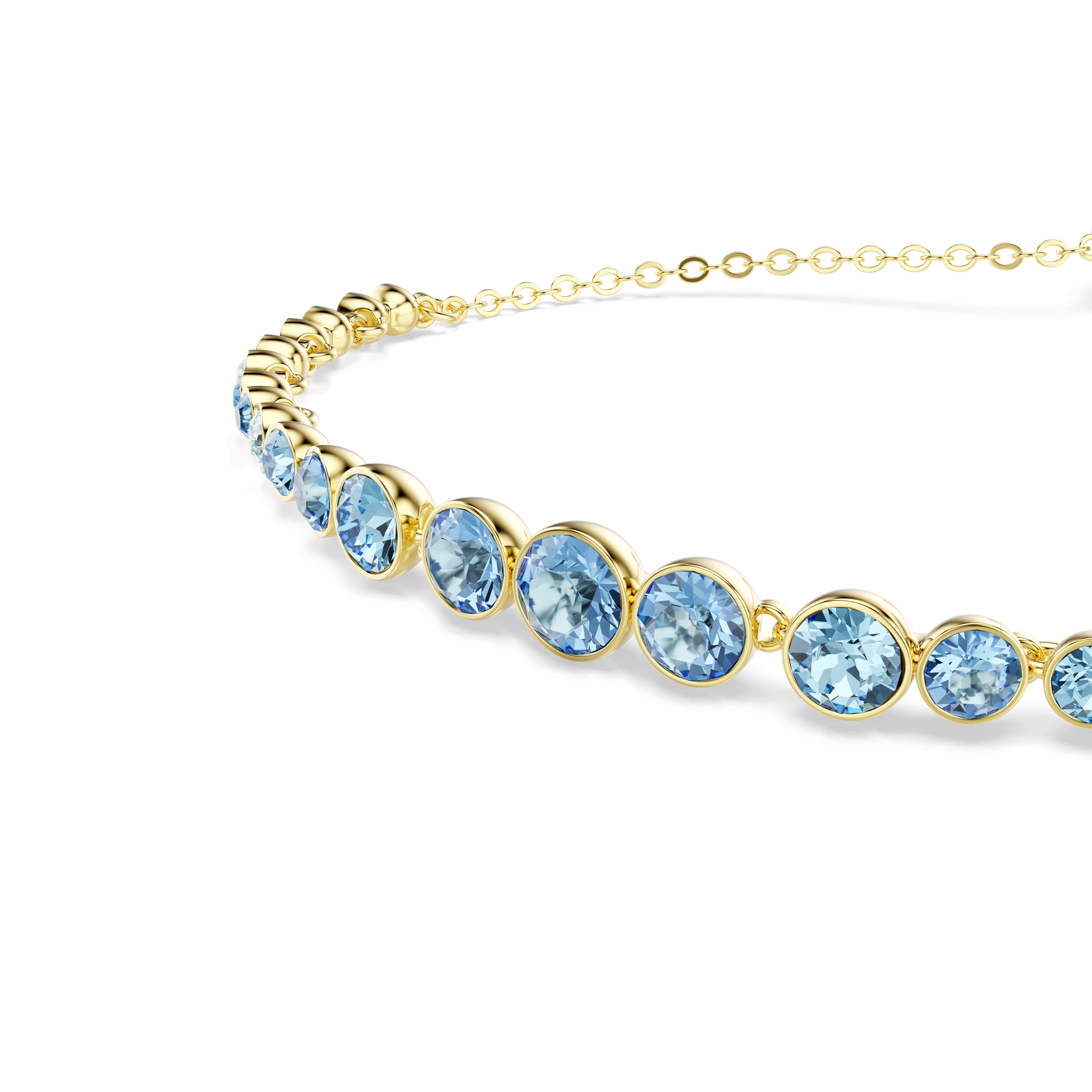 Imber bracelet, Round cut, Blue, 18K gold finish