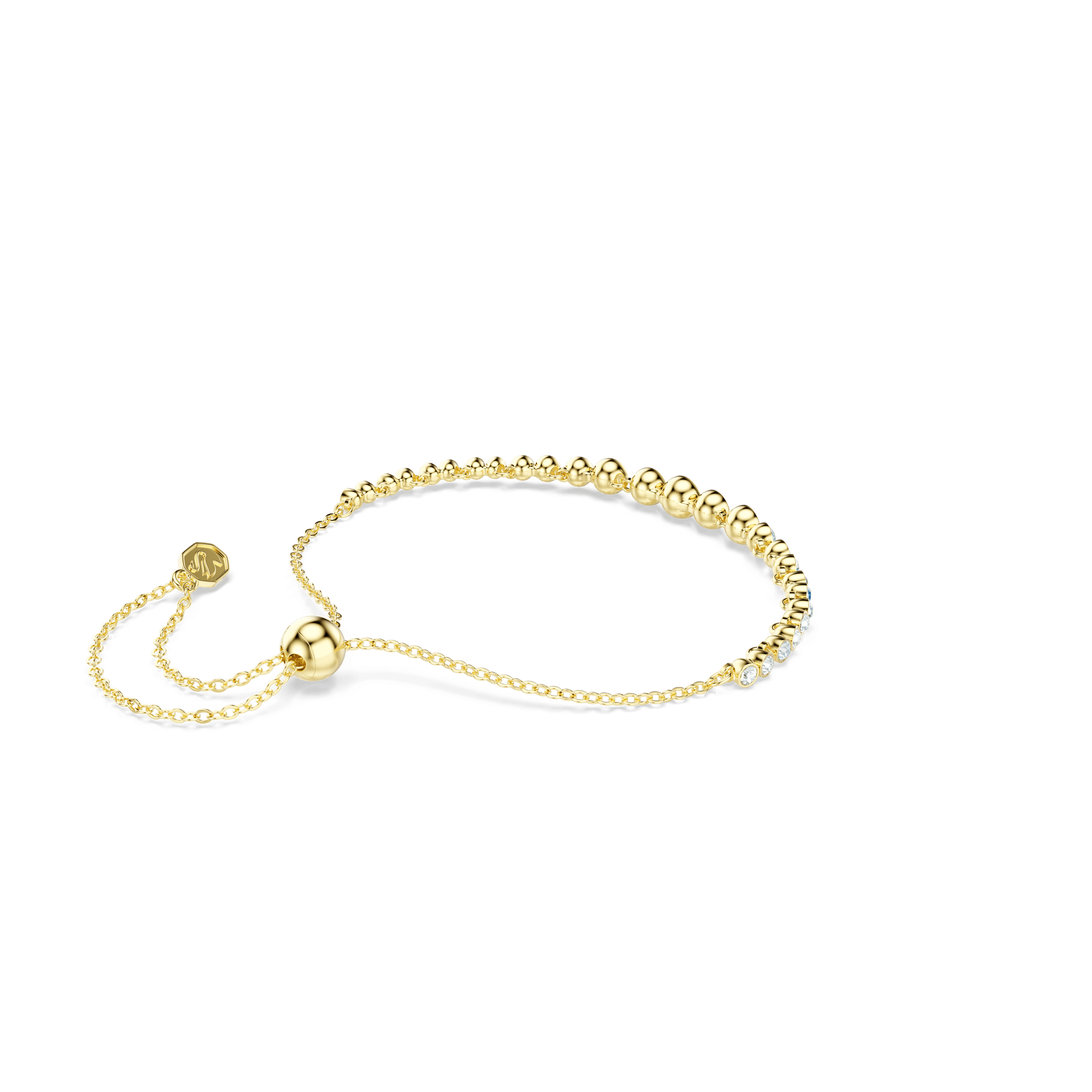 Imber bracelet, Round cut, Blue, 18K gold finish