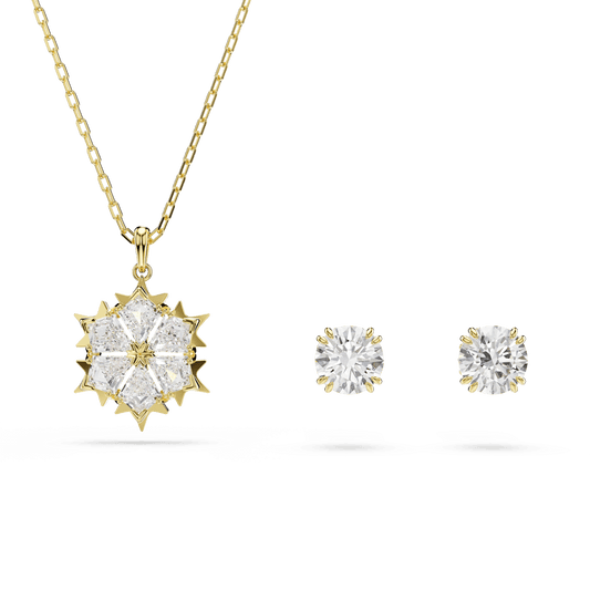 Magic set, Set (2), Mixed cuts, Snowflake, White, 18K gold finish