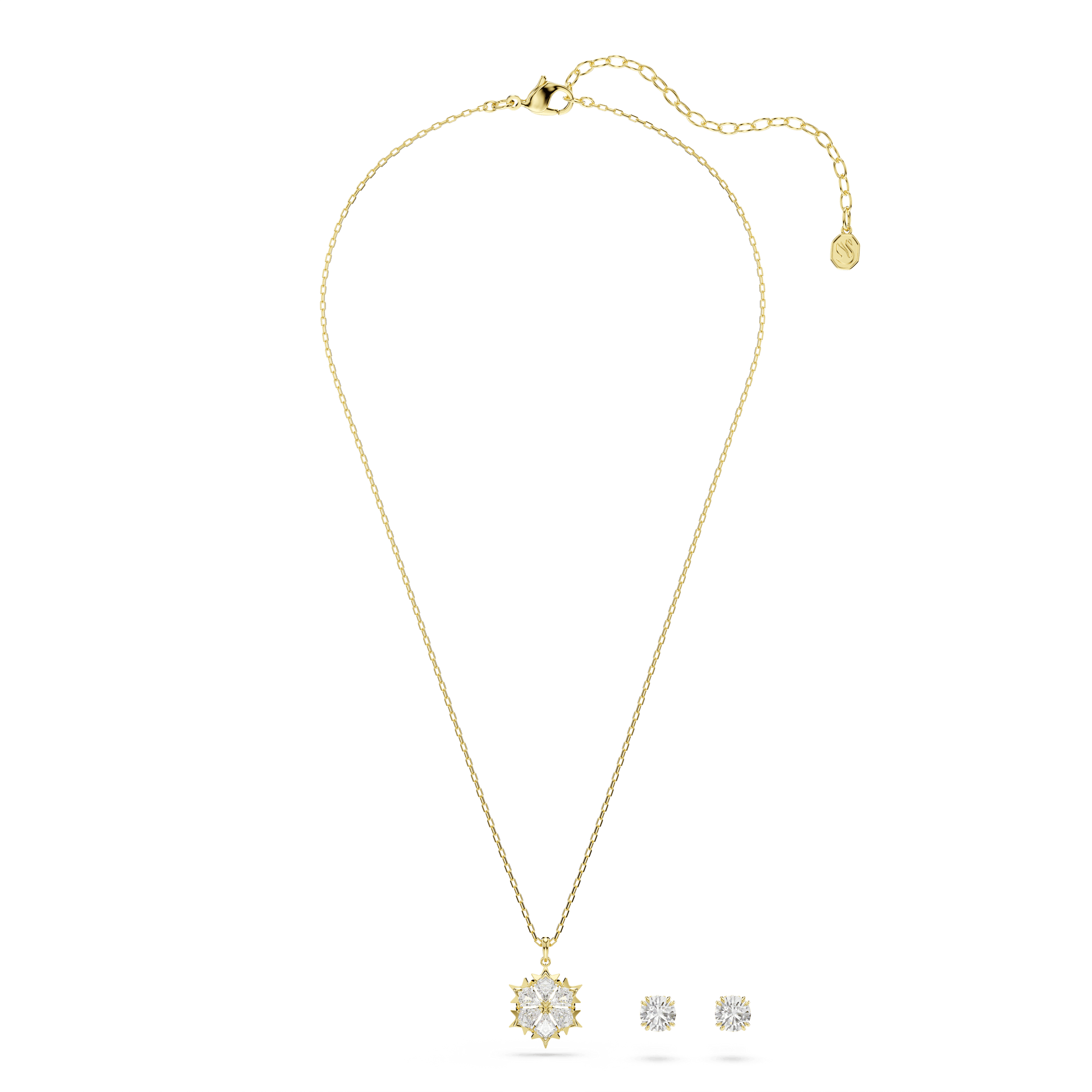 Magic set, Set (2), Mixed cuts, Snowflake, White, 18K gold finish