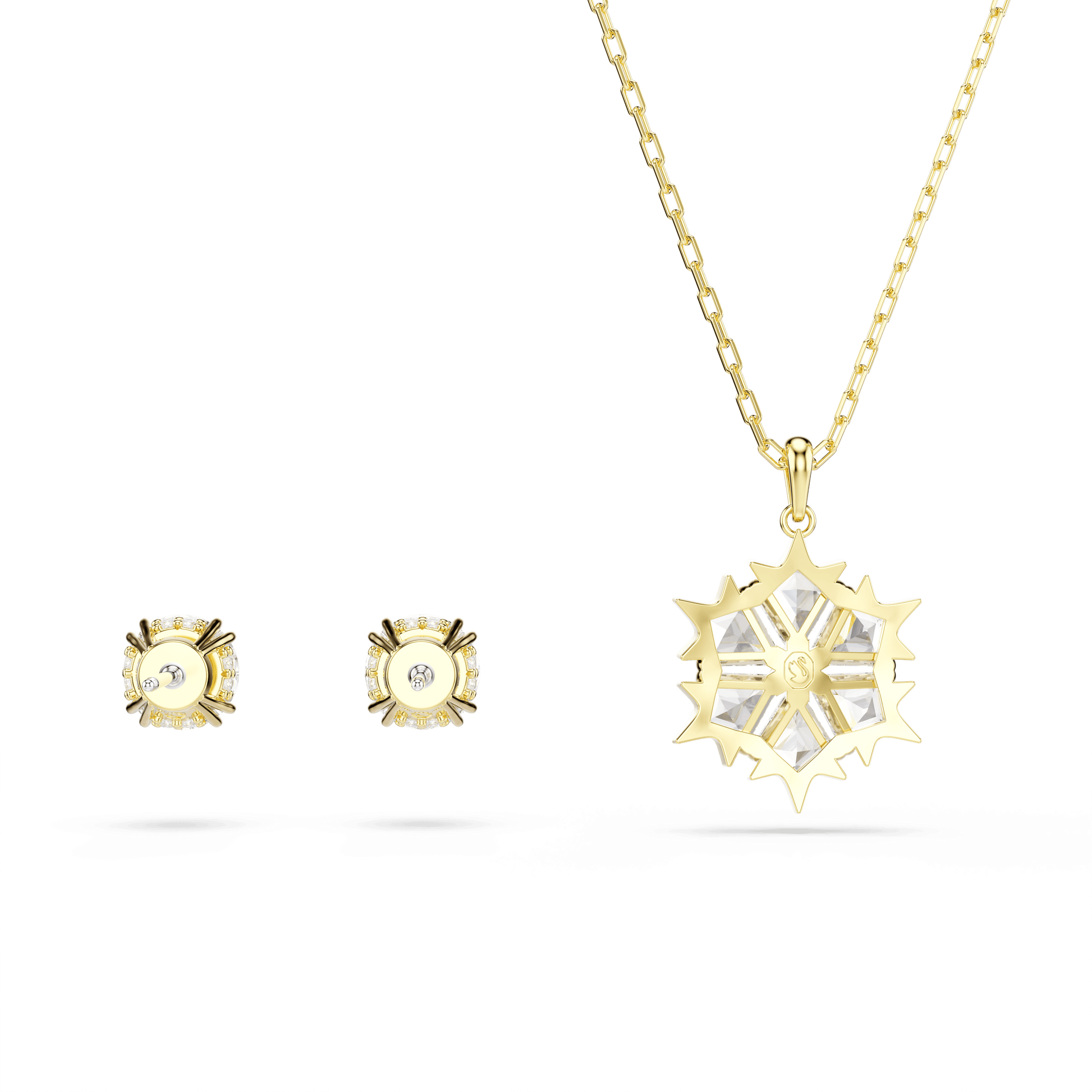 Magic set, Set (2), Mixed cuts, Snowflake, White, 18K gold finish